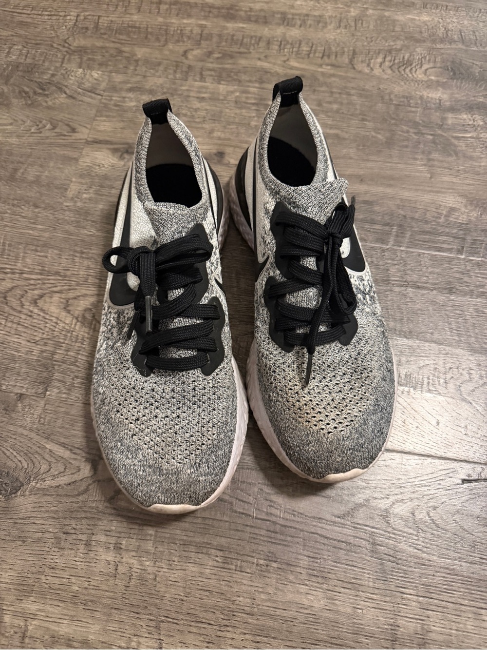 Nike Women's Knit Running Shoes - Gray & Black